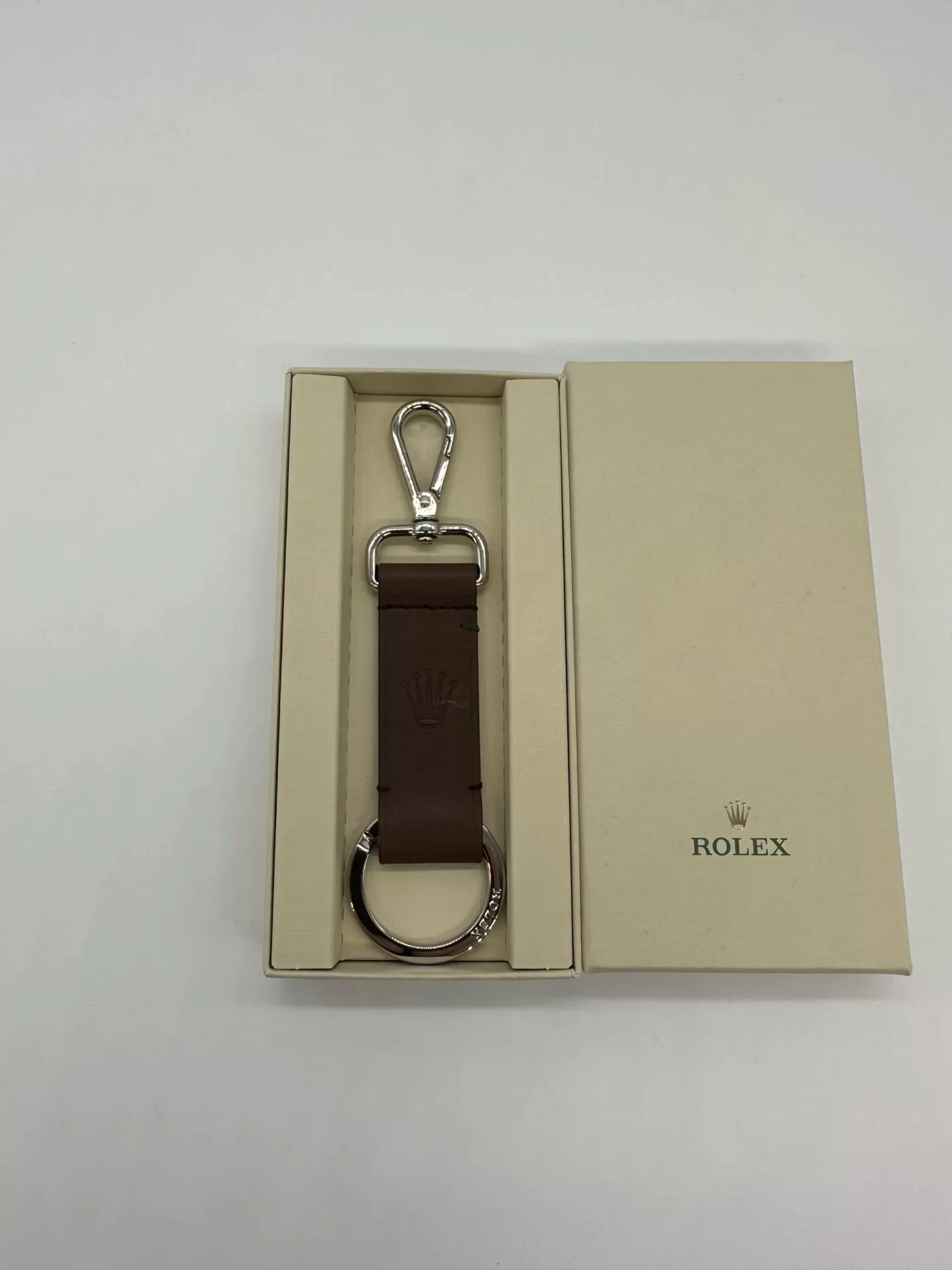 Rolex Leather Logo Keychain