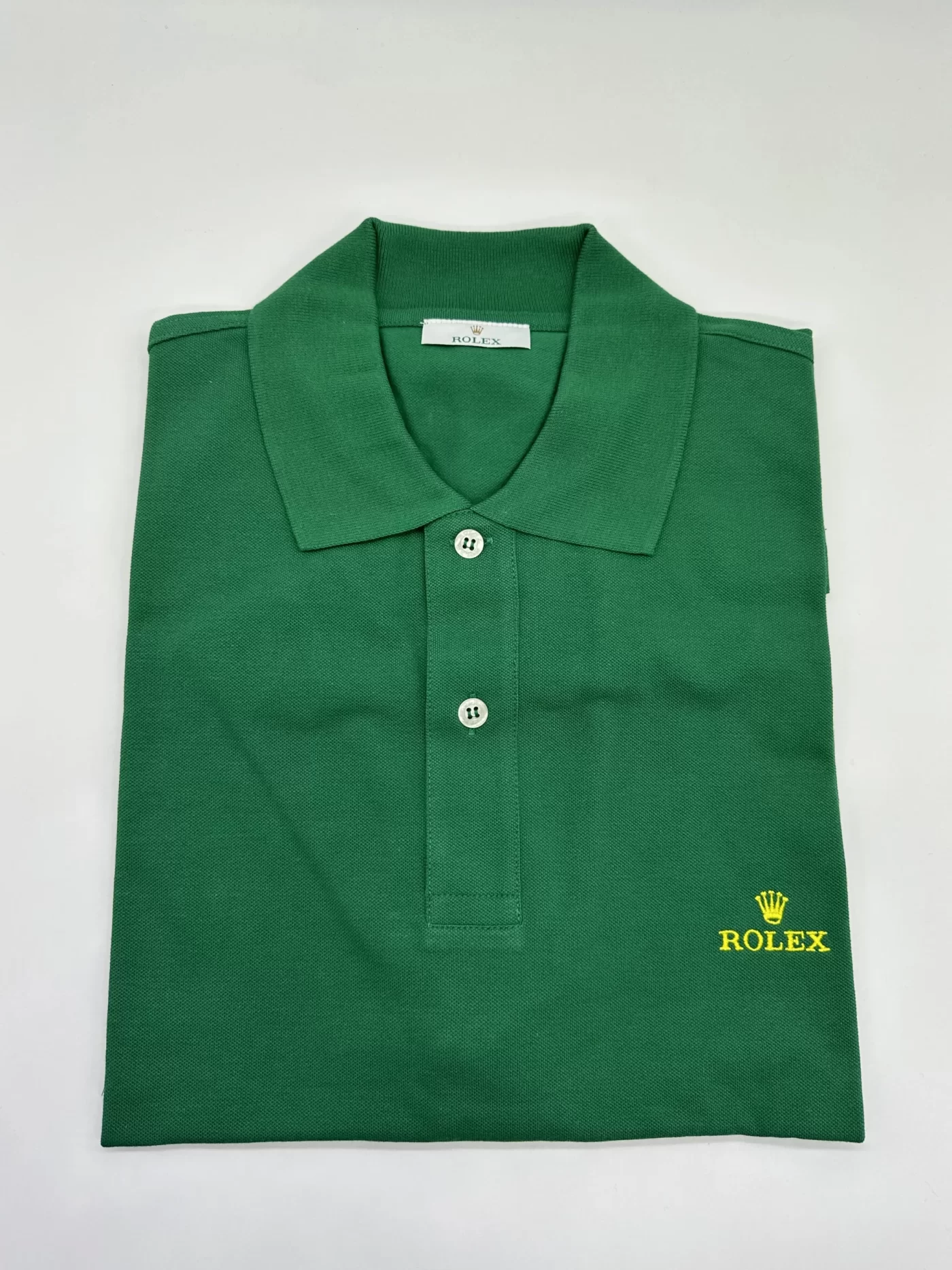 Rolex Green Polo Shirt with Gold Logo XL