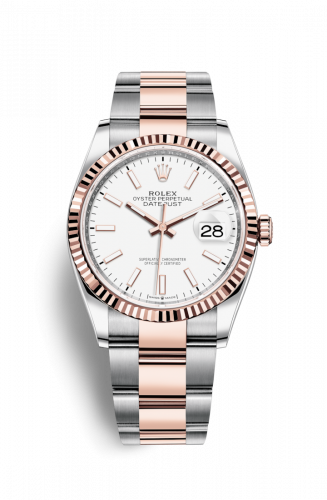 Rolex Datejust 36 Stainless Steel and Rose Gold White Index Dial Oyster Fluted Bezel
Ref. 126231-0018