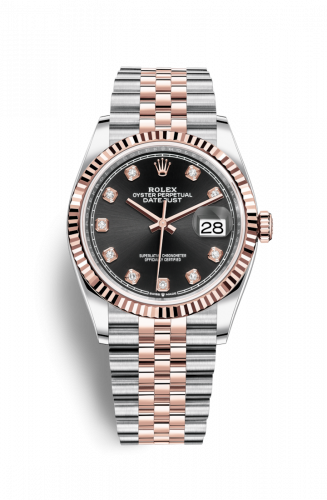 Rolex Datejust 36 Stainless Steel and Rose Gold Black Diamond Dial Jubilee Fluted Bezel
Ref. 126231-0019