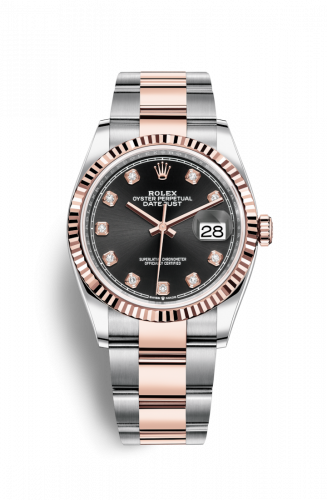 Rolex Datejust 36 Stainless Steel and Rose Gold Black Diamond Dial Oyster Fluted Bezel
Ref. 126231-0020
