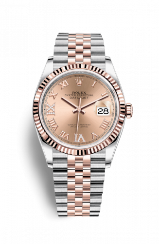 Rolex Datejust 36 Stainless Steel and Rose Gold Pink Diamond 6 & 9 Roman Dial Jubilee Fluted Bezel
Ref. 126231-0027
