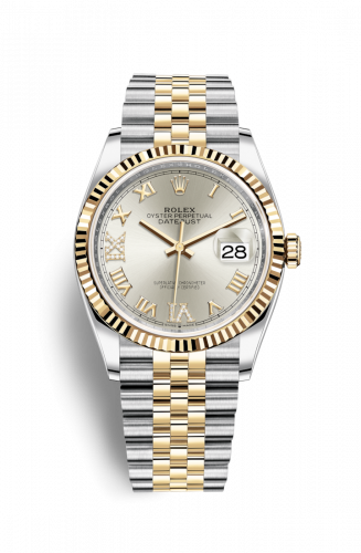 Rolex Datejust 36 Oystersteel / Yellow Gold Silver VI IX Diamond 6 & 9 Roman Dial Jubilee Fluted Bezel
Ref. 126233-0031