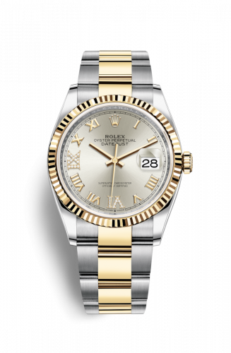 Rolex Datejust 36 Oystersteel / Yellow Gold Silver VI IX Diamond 6 & 9 Roman Dial Oyster Fluted Bezel
Ref. 126233-0032