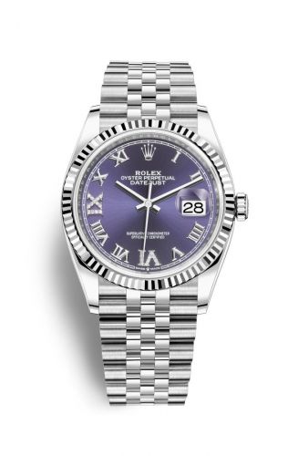 Rolex Datejust 36 Stainless Steel Purple VI IX Diamond 6 & 9 Dial Jubilee Fluted BezelRef. 126234-0021