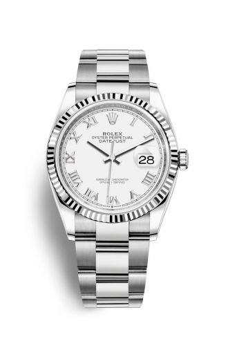Rolex Datejust 36 Stainless Steel White Roman Dial Oyster Fluted Bezel
Ref. 126234-0026