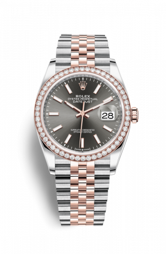 Rolex Datejust 36 Stainless Steel and Rose Gold Rhodium Index Dial Jubilee Diamond Bezel
Ref. 126281RBR-0001