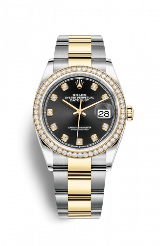 Rolex Datejust 36 Stainless Steel and Yellow Gold Black Diamond Dial Oyster Diamond Bezel
Ref. 126283RBR-0008