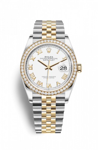Rolex Datejust 36 Stainless Steel and Yellow Gold White Roman Dial Jubilee Diamond Bezel
Ref. 126283RBR-0015
