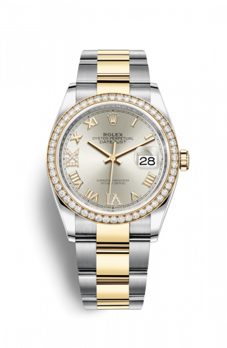 Rolex Datejust 36 Stainless Steel Yellow Gold Silver Diamond VI IX Roman Dial Oyster Diamond Bezel
Ref. 126283RBR-0018