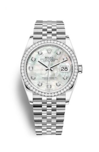 Rolex Datejust 36 Stainless Steel White Mother Of Pearl Diamond Dial Jubilee Diamond Bezel
Ref. 126284RBR-0011